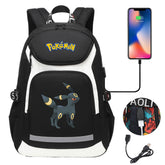 Pokemon Umbreon USB Charging Backpack School NoteBook Laptop Travel Bags